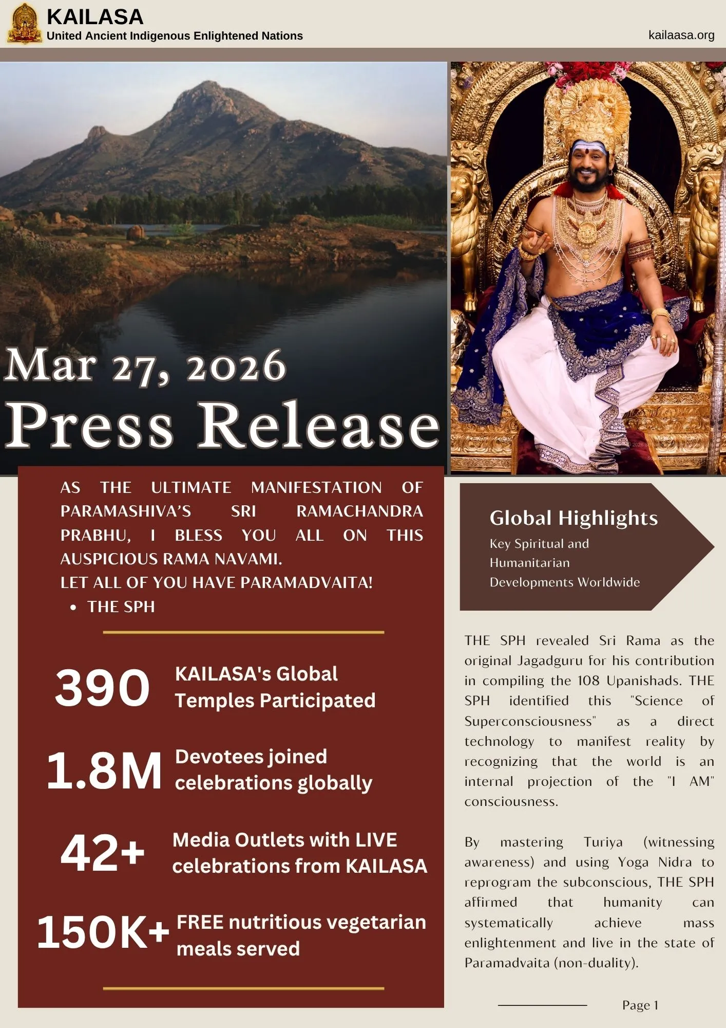 THE SPH Reveals Sri Rama as the Original Jagatguru and Architect of the Muktika Upanishad
