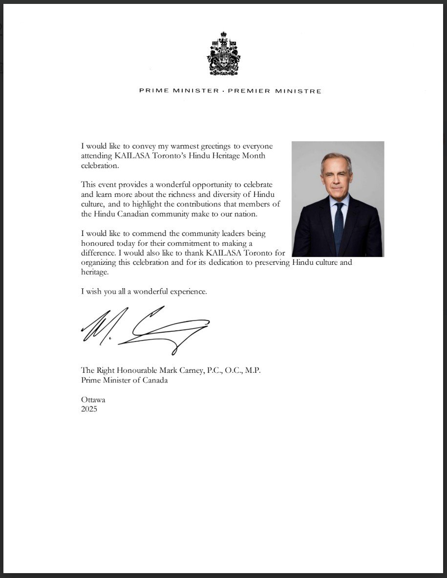KAILASA warmly welcomes and acknowledges the gracious greetings extended by the Prime Minister of #Canada and Members of the Canadian